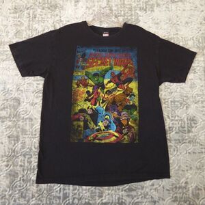 Vintage Mad Engine Marvel Shirt Mens Large Black Graphic Secret Wars Comic Book